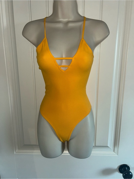 FP Movement by Free People Tops - NEW FP Movement by Free People Golden Yellow Strappy V-Neck Bodysuit Sz XS